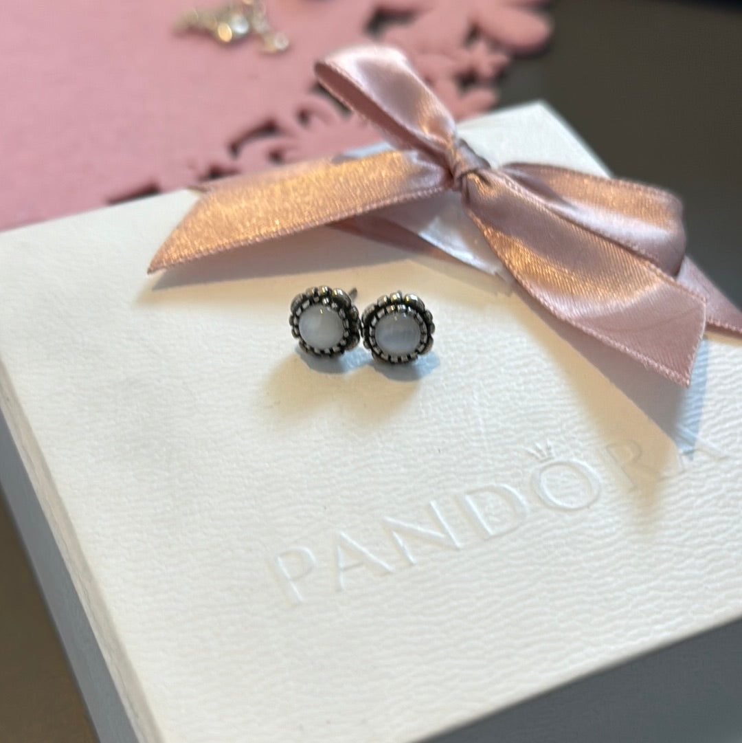 Sterling Silver Light Grey Birthstone Earrings Studs
