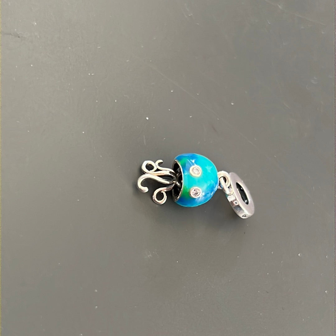 Genuine Pandora New Summer Ocean Blue Jellyfish Dangle Charm