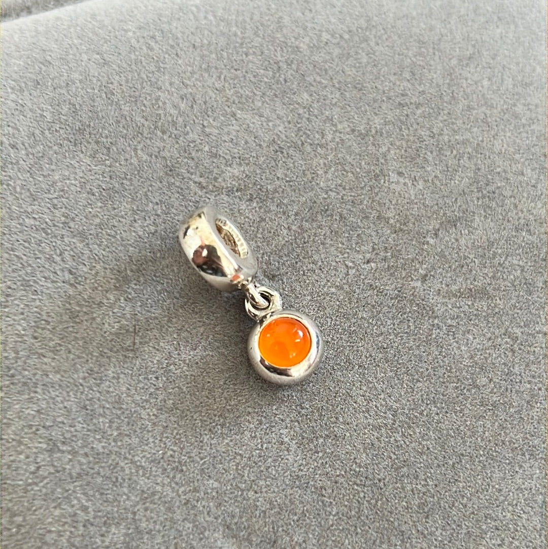 Genuine Pandora Carnelian Cabochon Stone Dangle Rare HTF Charm