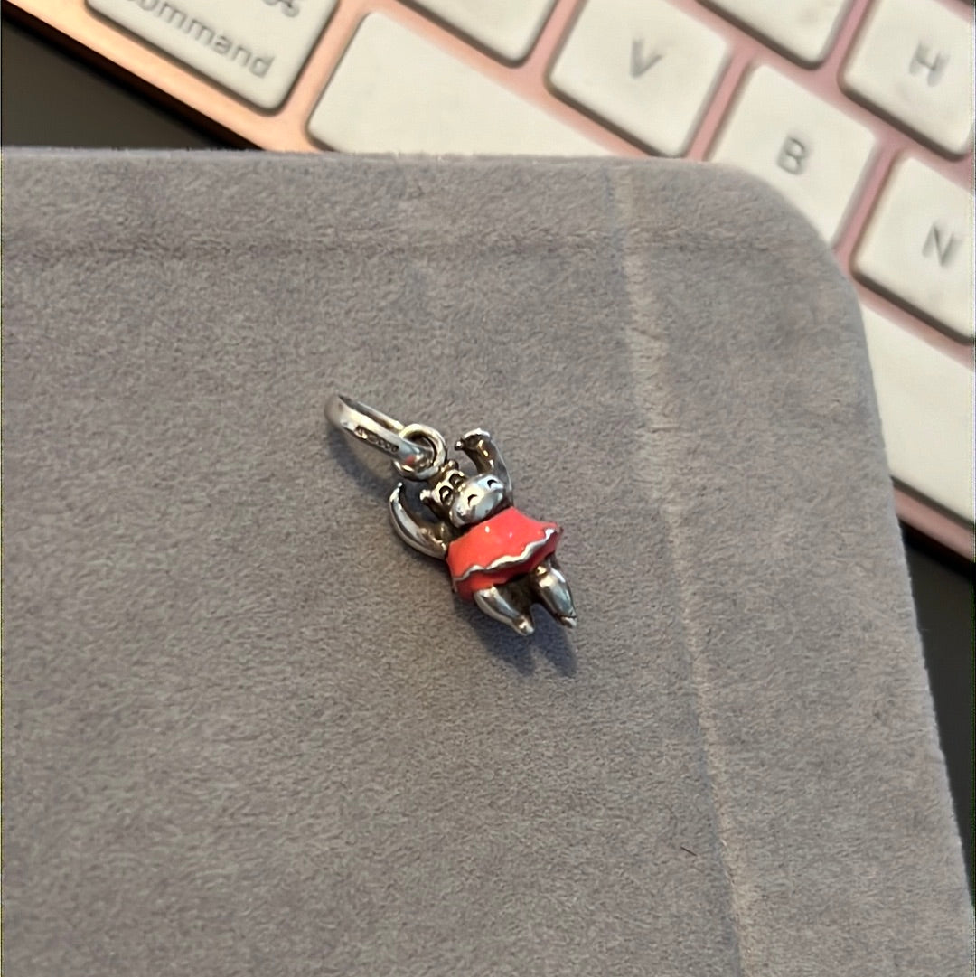 Genuine Links of London Enamel Pink Dancing Hippo Charm