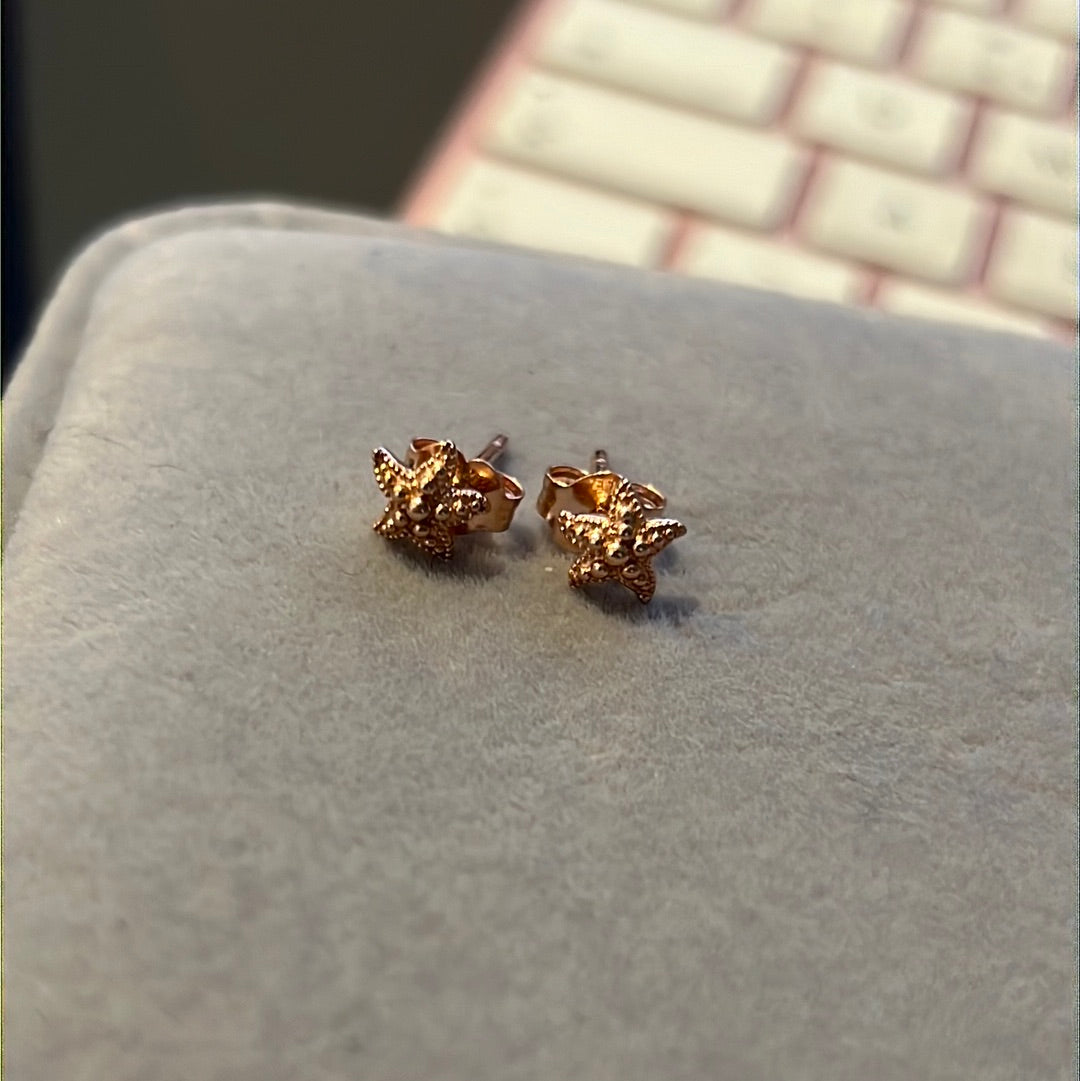 Genuine Pandora Rose Gold Starfish Small Earrings
