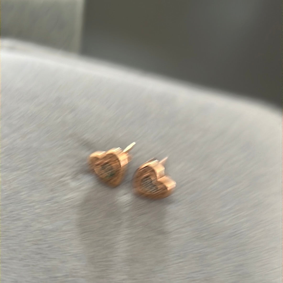 Genuine Pandora Rose Gold Heart Pave Logo Earrings Stud