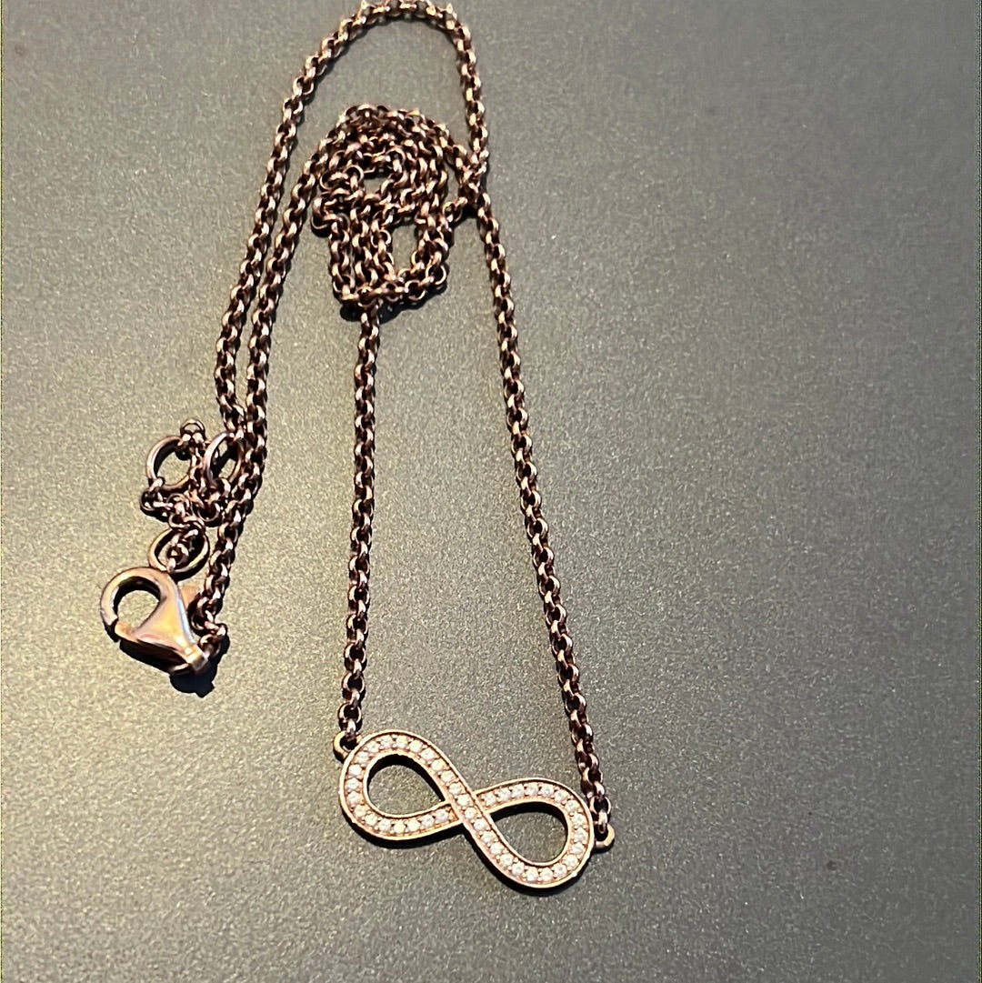 Genuine Thomas Sabo Rose Gold Pave Infinity Necklace 42cm Drop