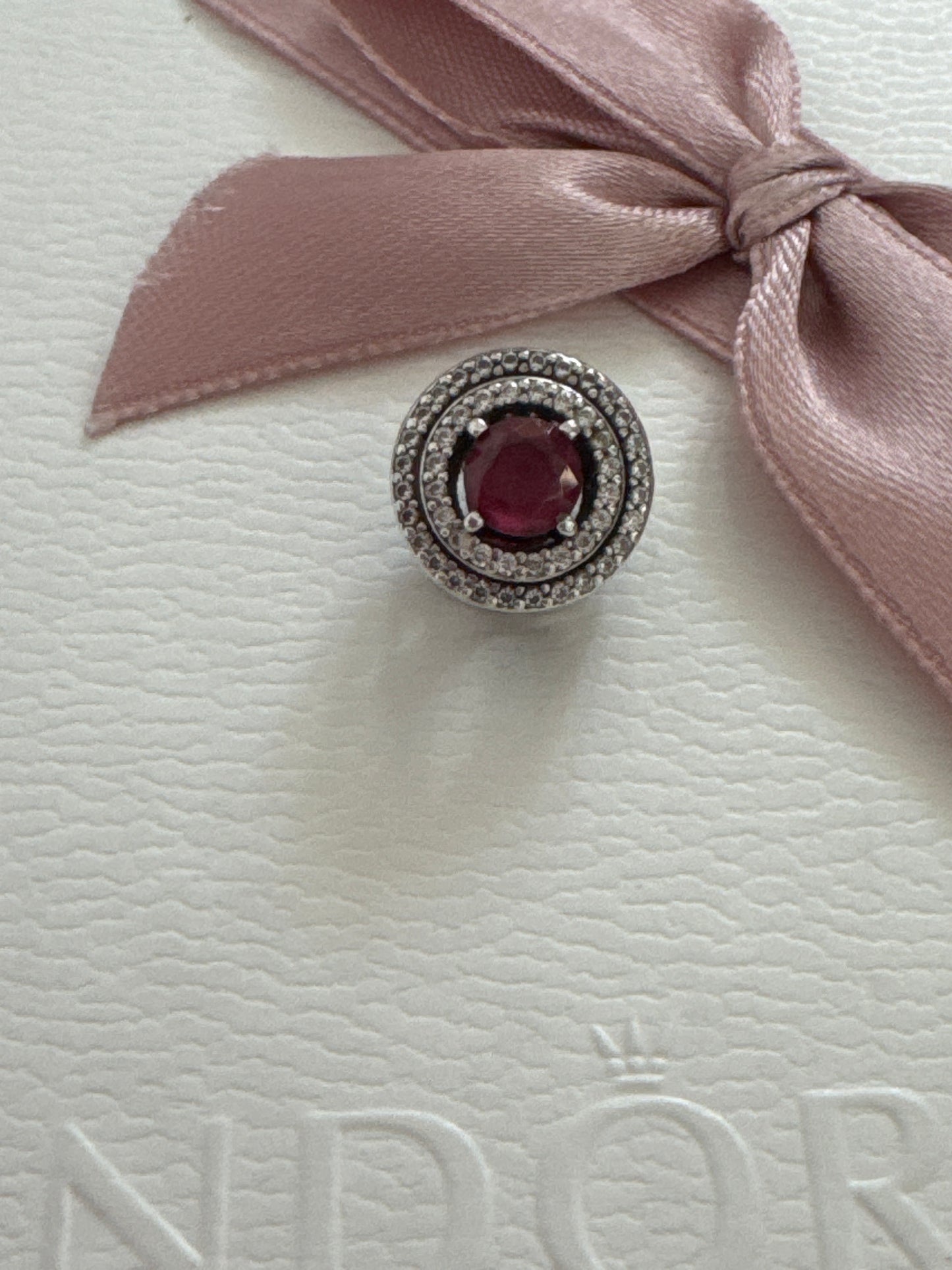Genuine Pandora Red Circle Pave Levelled Heart Charm