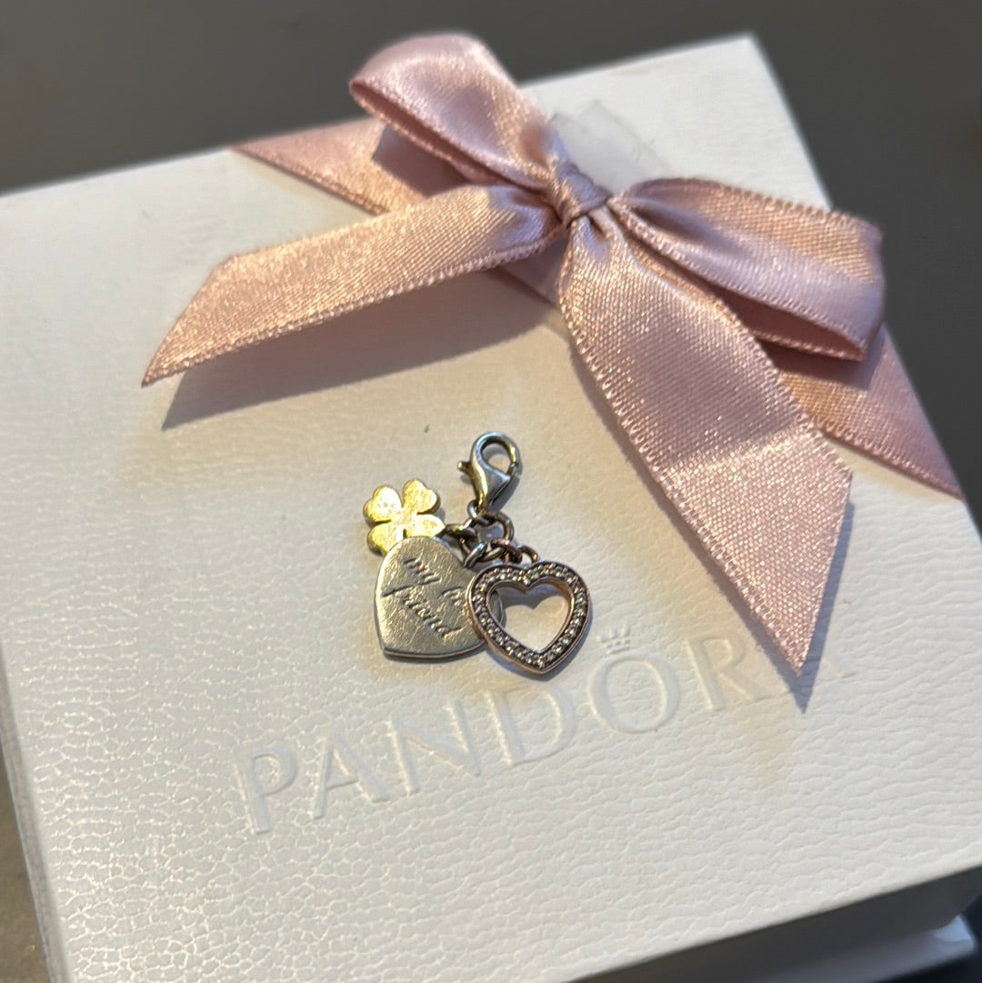 Genuine Thomas Sabo Tri Tone Clover and Heart Best Friends Charm