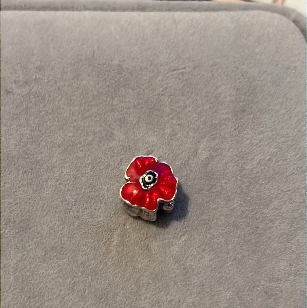 Genuine Chamilia Enamel Red Poppy Charm