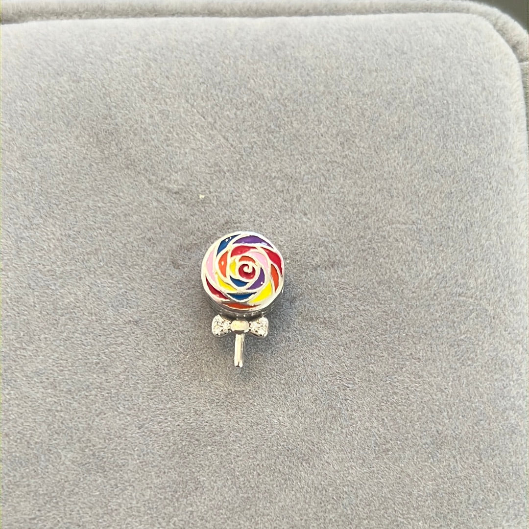 Sterling Silver Enamel Pave Lollipop Charm