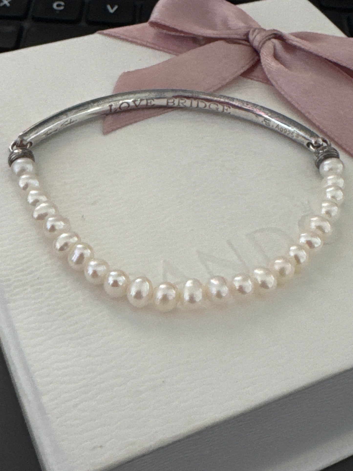 Genuine Thomas Sabo Love Bridge Pearl Silver Bangle
