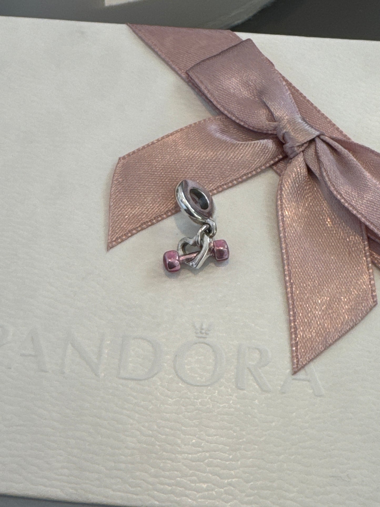 Genuine Pandora Pink Weight Gym Heart Fitness Dangle Charm