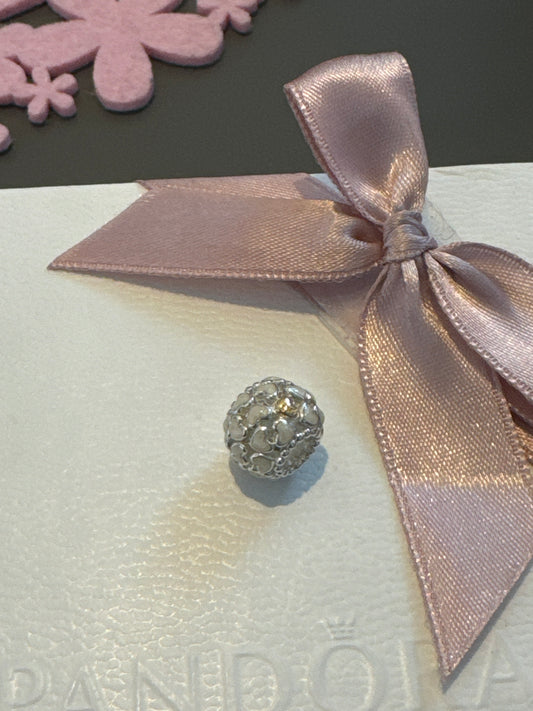 Genuine Pandora Pearl Abundance of Love Openwork Two Tone Charm