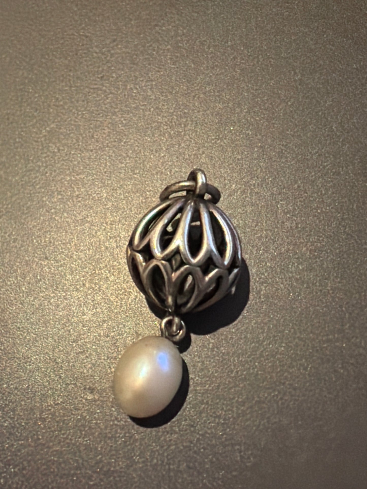 Genuine Pandora Cultured Freshwater Pearl Pendant Charm Large HTF RARE