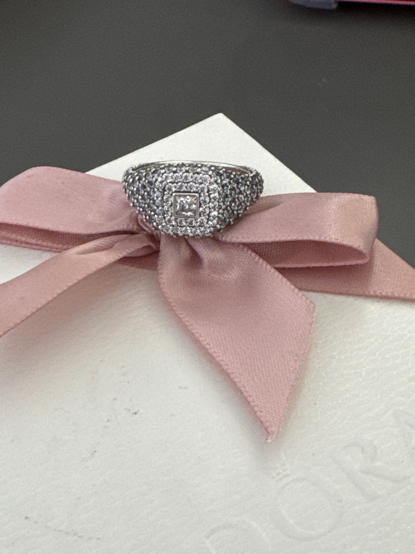 Genuine Pandora New Style Square CZ Pave Ring Size 54