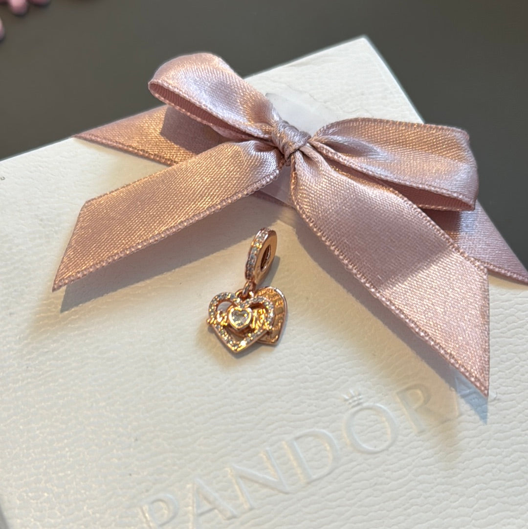 Sterling Silver Rose Gold Pave Mum CZ Dangle