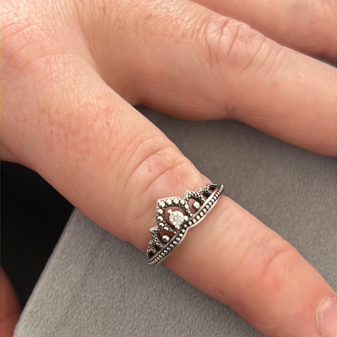 Genuine Pandora Beaded Regal Tiara Ring Size 60