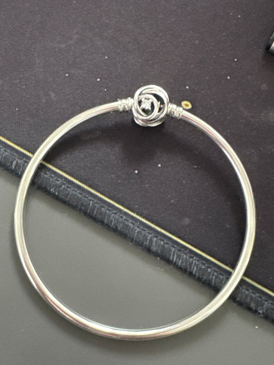 Genuine Pandora Encicled CZ Clasp Bangle 19cm