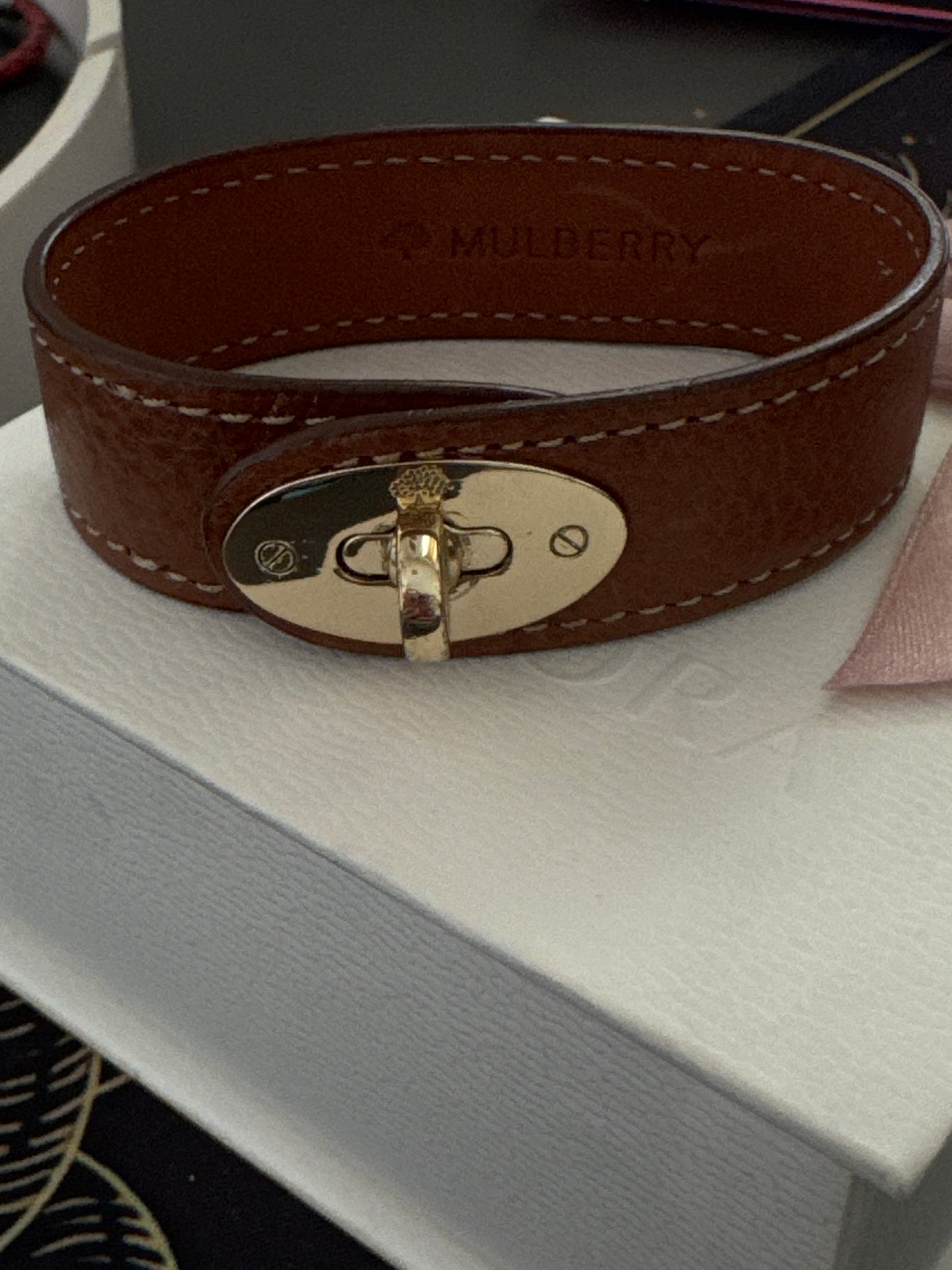Genuine Mulberry Real Leather Tan Bracelet 20cm