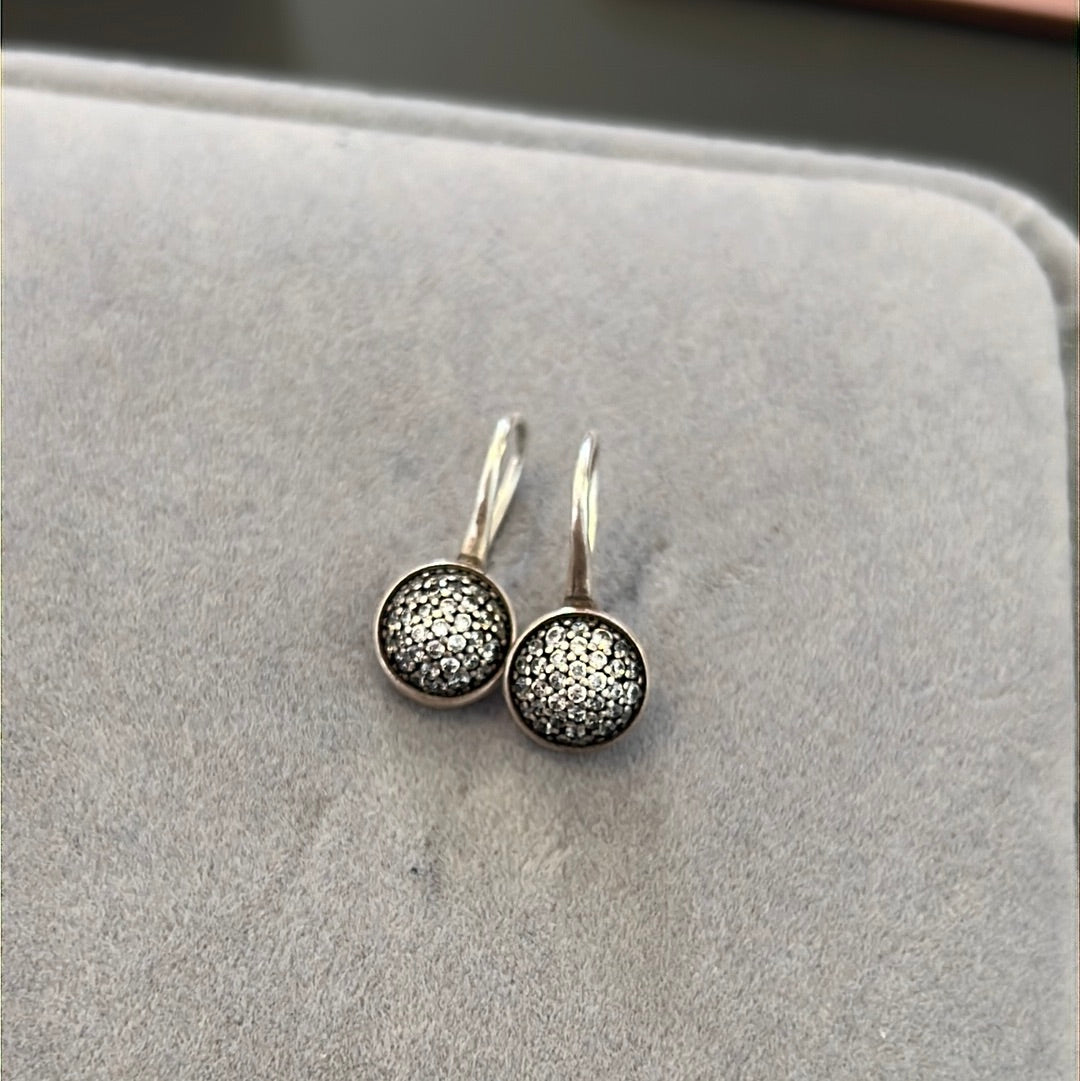 Genuine Pandora Pave Circle Dangle Earrings