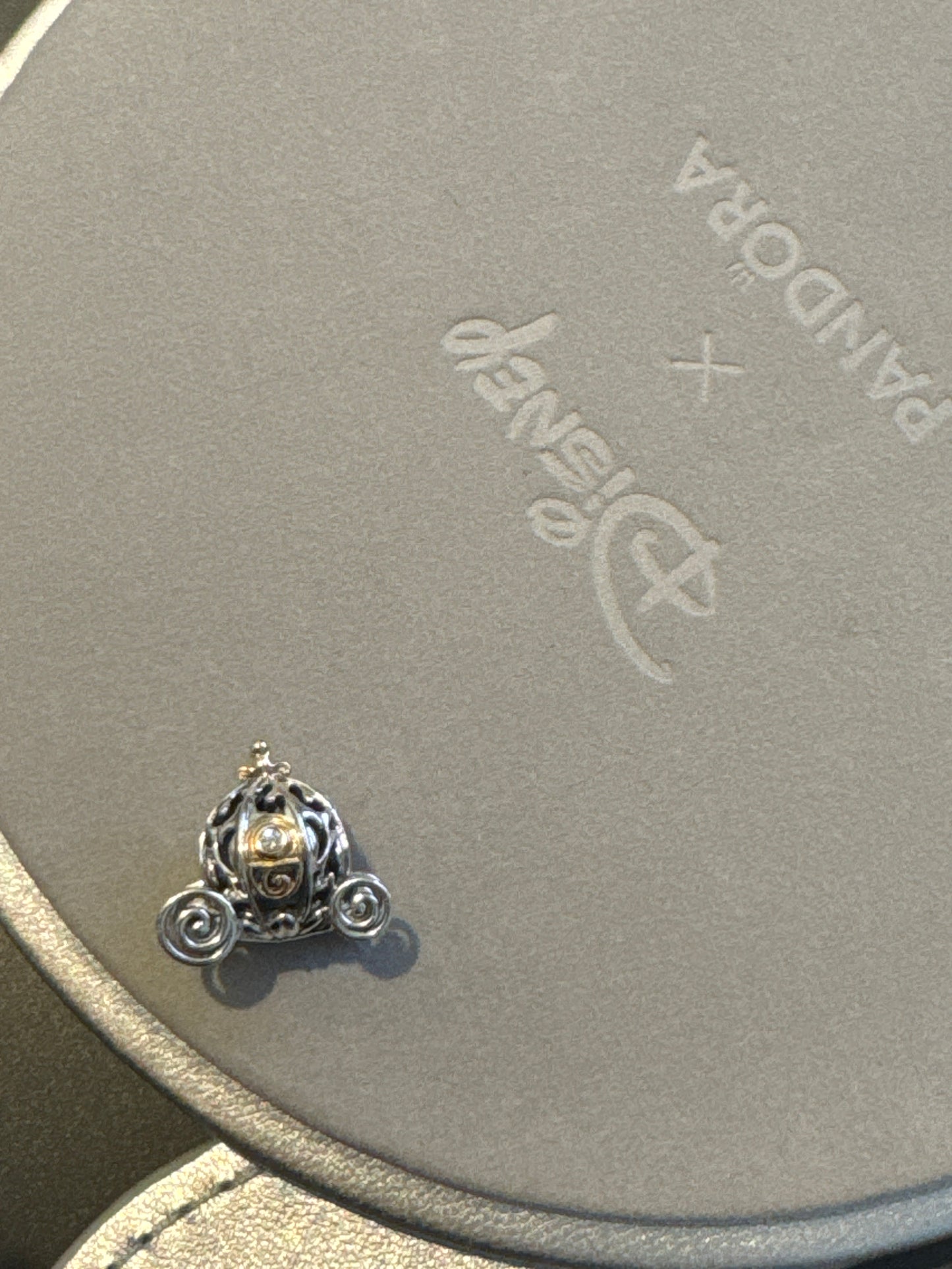 Genuine Pandora Disney Carriage Cinderella Two Tone 100th Anniversary Dangle Charm