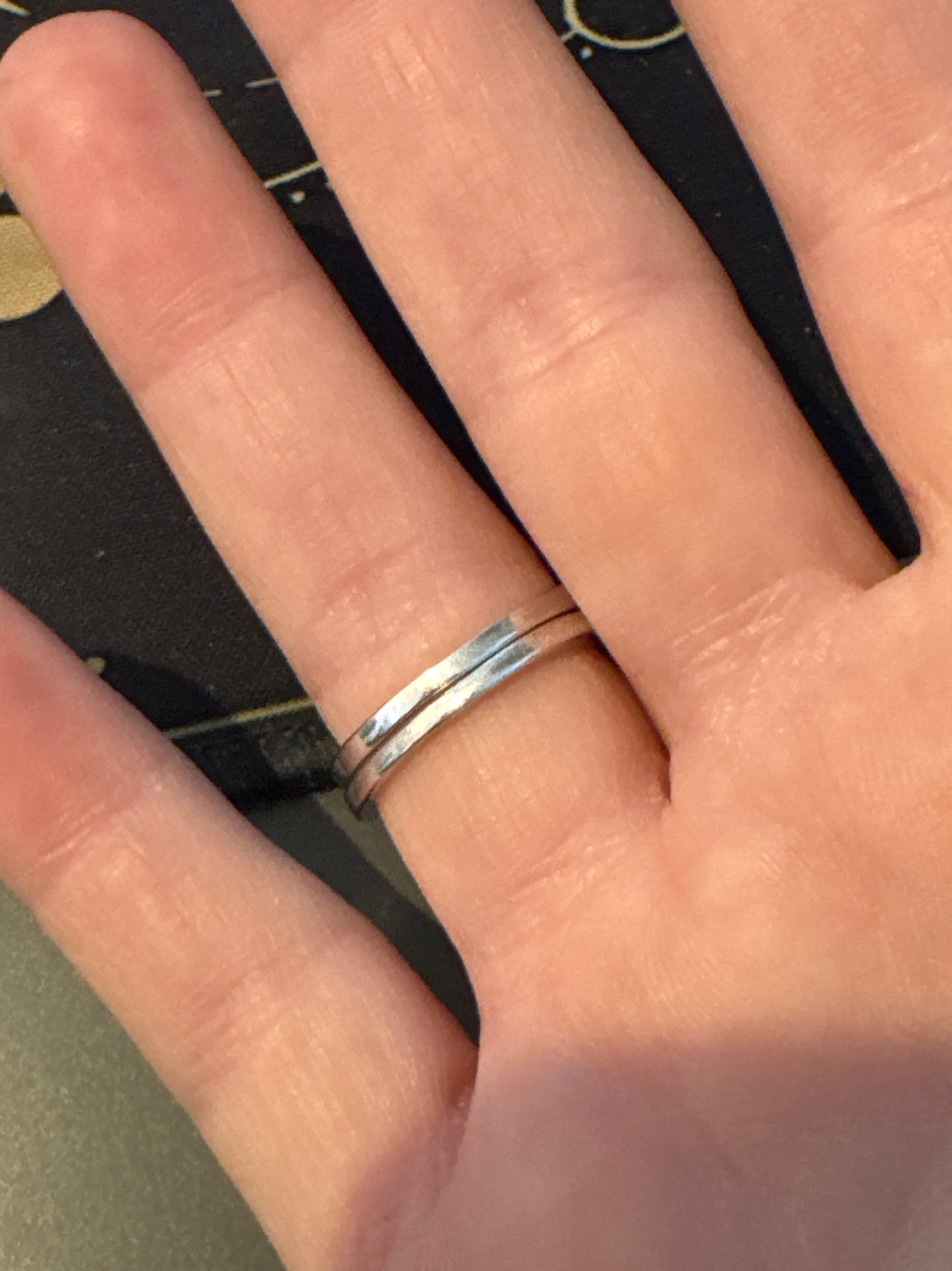 Sterling Silver CZ Wishbone Pair of Rings 54