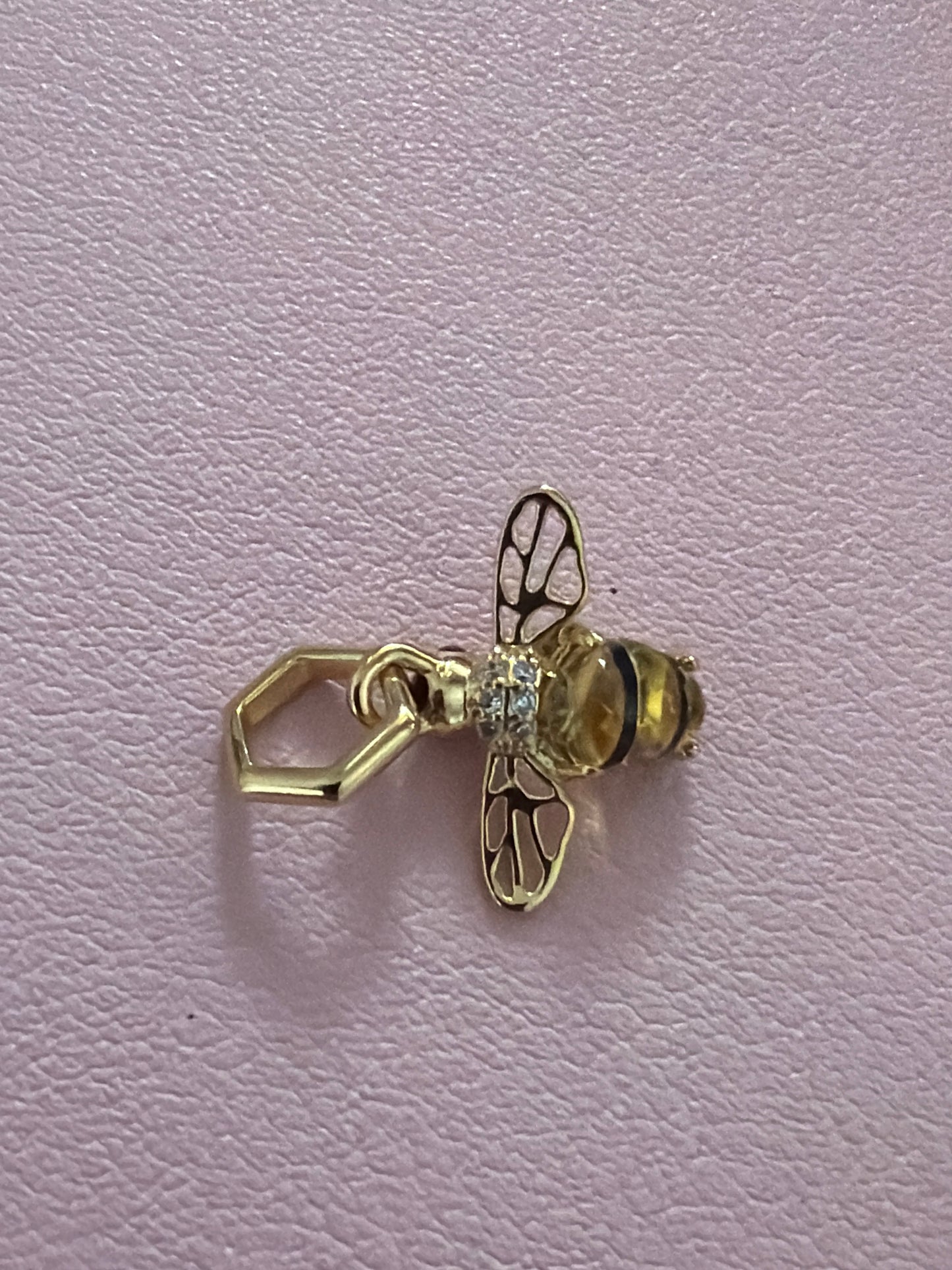 Genuine Pandora Shine Gold Crystal Pave Honeybee Dangle Charm