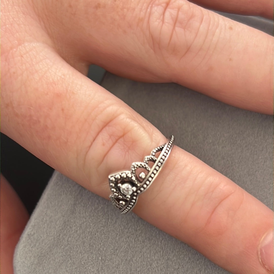 Genuine Pandora Beaded Regal Tiara Ring Size 60