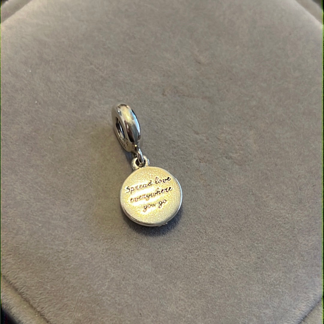 Genuine Pandora Pave Wing Feather Dangle Charm RARE READ