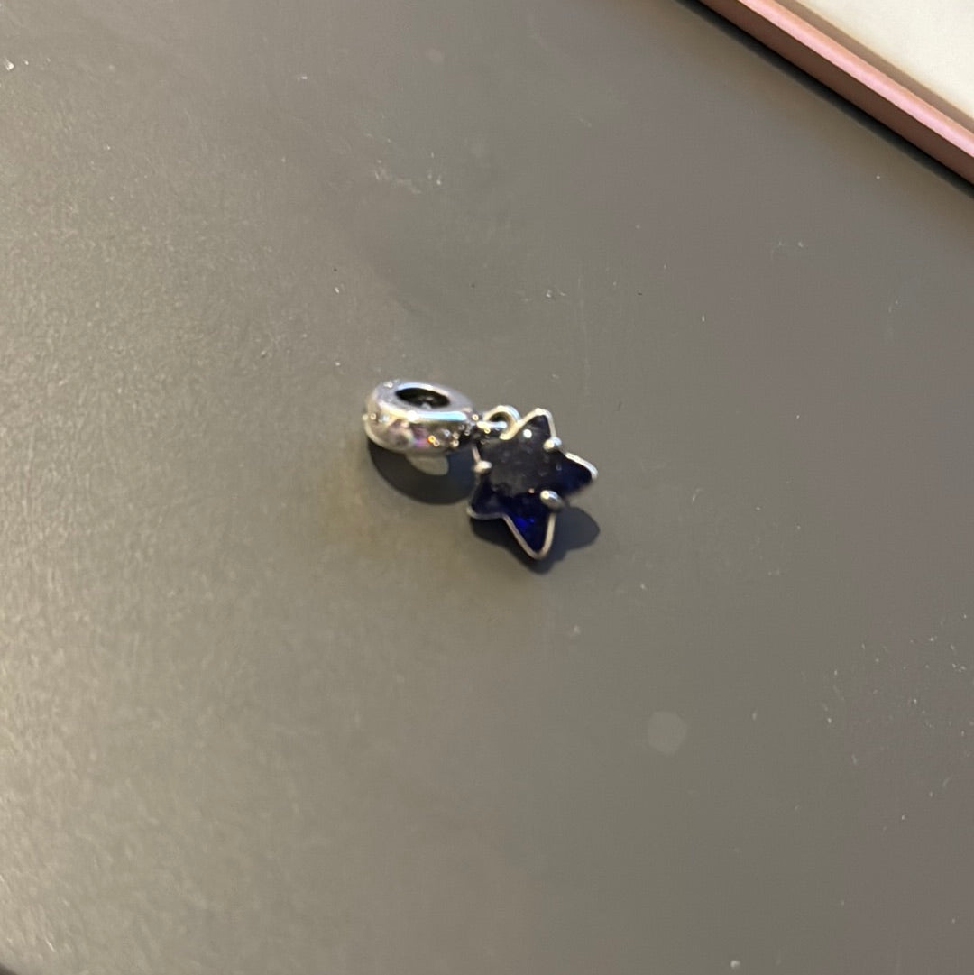 Genuine Pandora Celestial Galaxy Blue Murano Star Dangle Charm