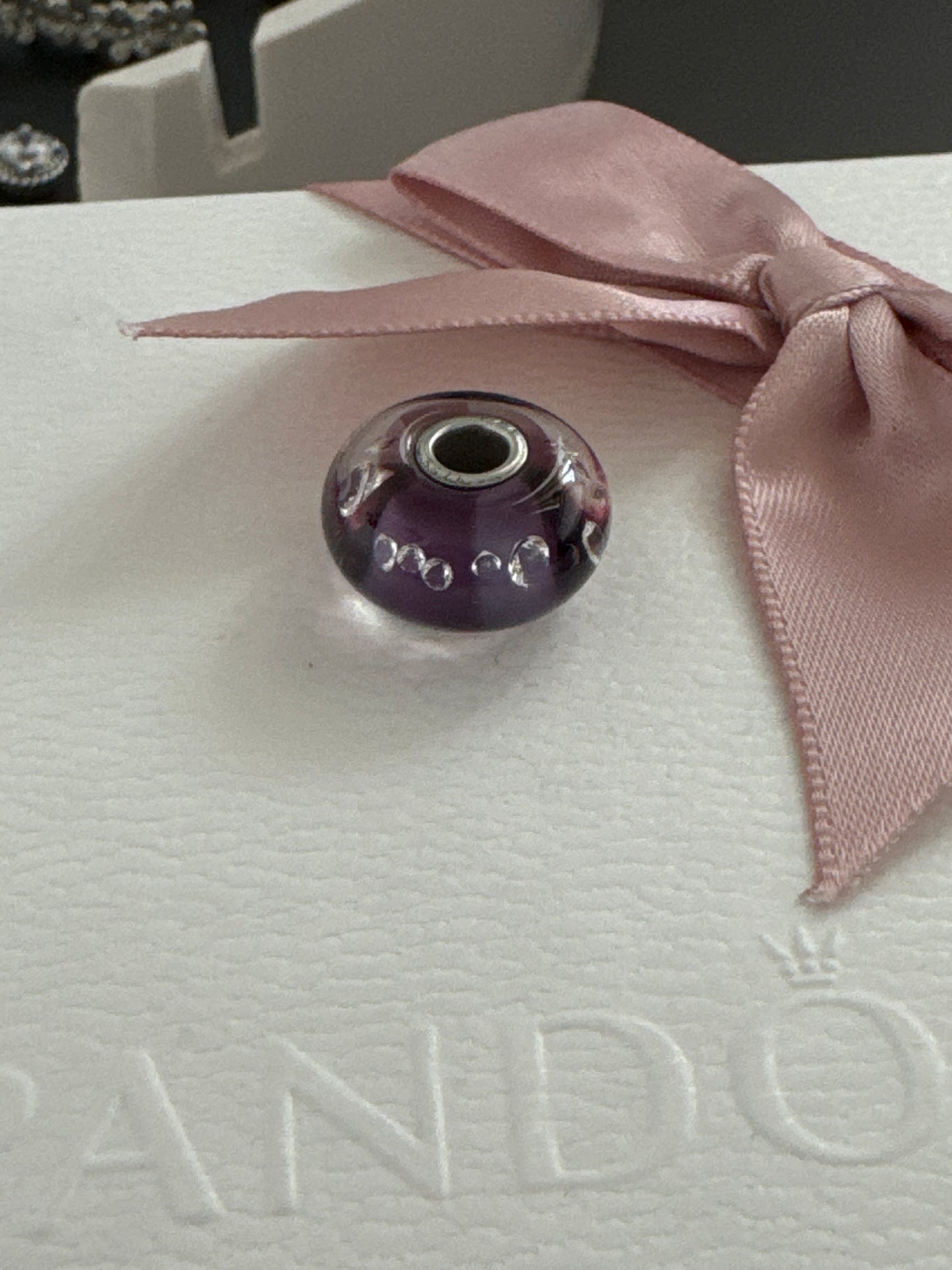 Genuine Trollbeads Purple Twinkle Passion Murano Charm