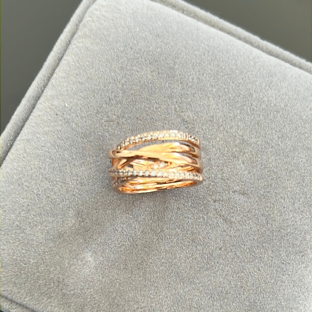 Genuine Pandora Rose Gold Pave Line Clear CZ Stone Ring Size 58