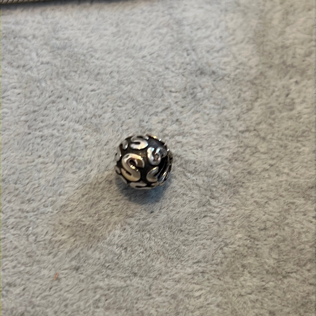 Genuine Pandora Retired Golden Two Tone Letter S