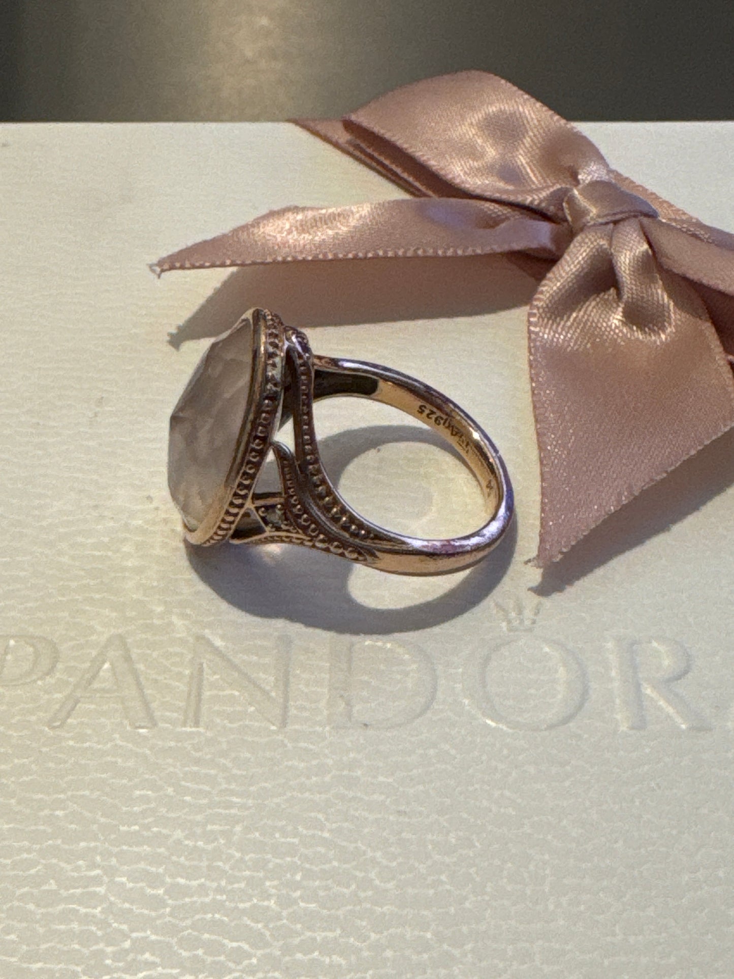 Thomas Sabo Rose Gold Large Oval Pink Stone CZ Cocktail Ring Size 54