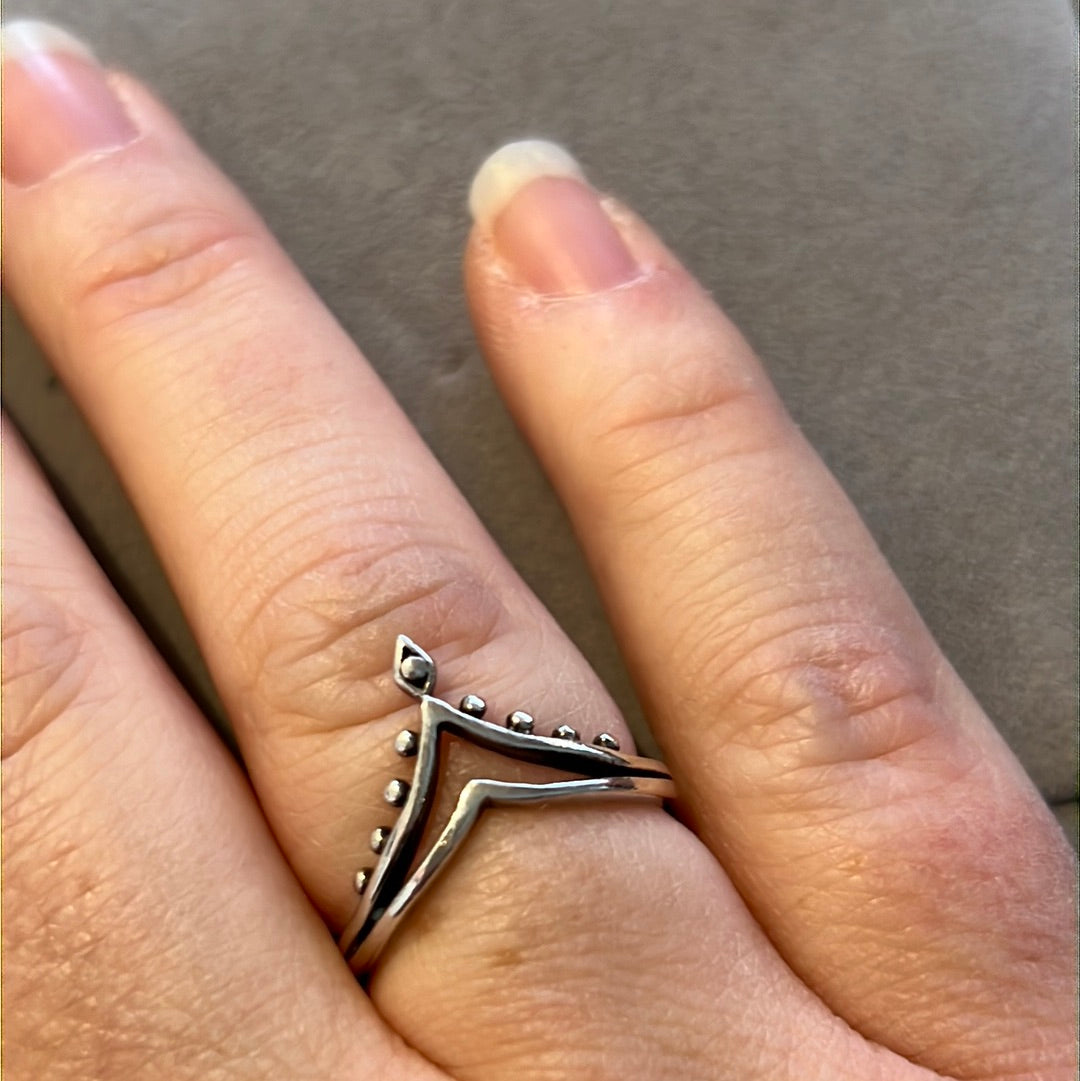 Sterling Silver Wishbone Open Tiara Ring 56