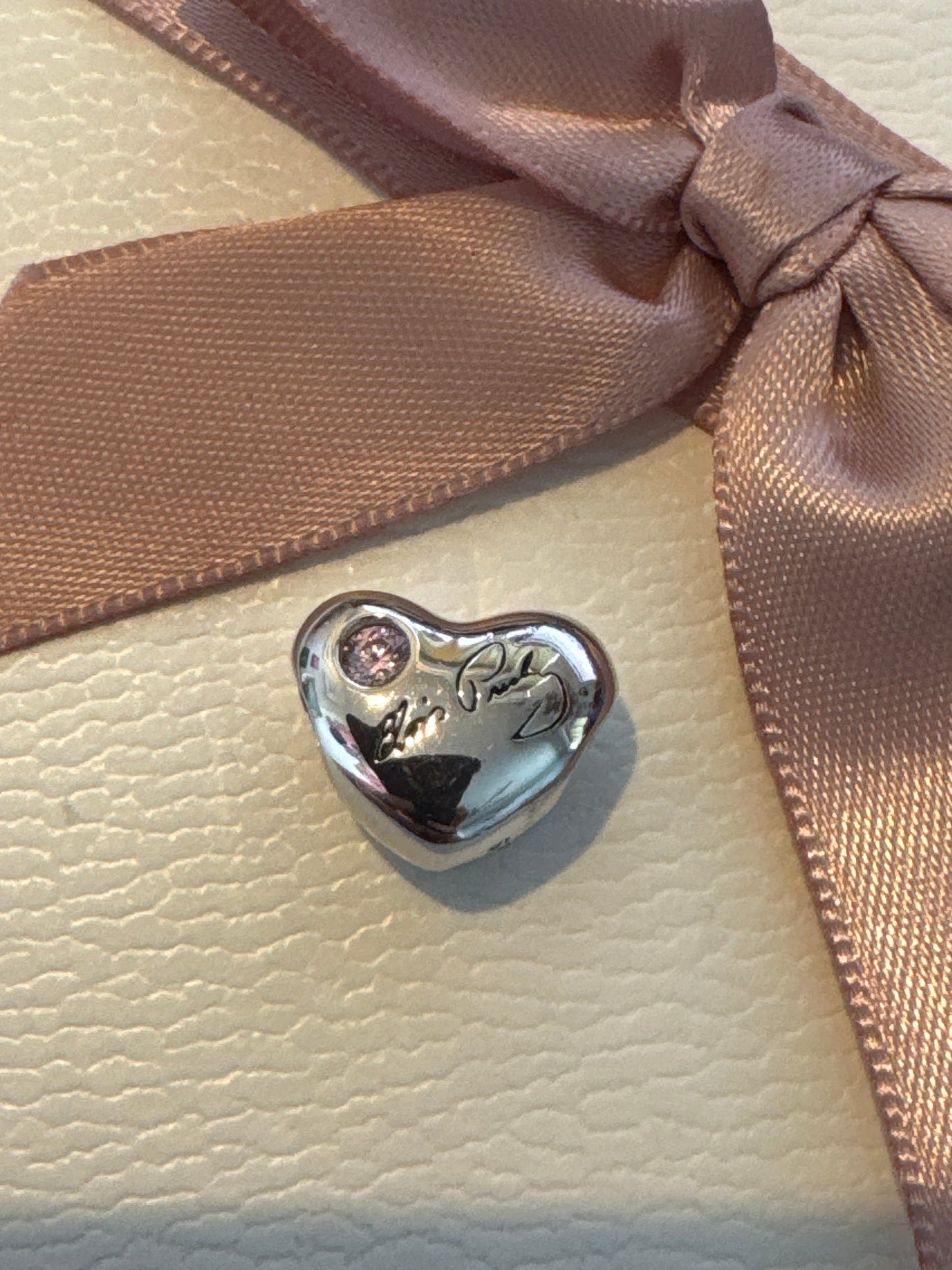 Sterling Silver Elvis Presley Genuine Graceland Pink Heart CZ Signature Charm