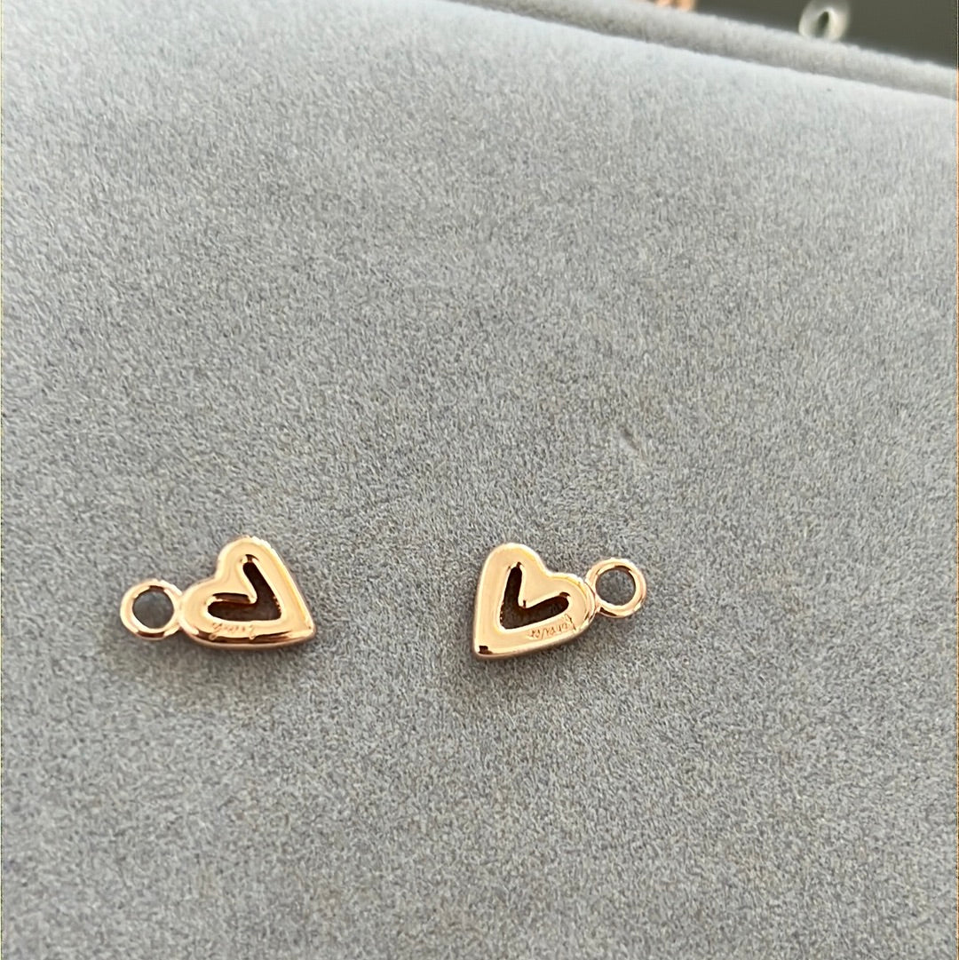 Genuine Pandora Rose Gold Free Hand Drawn Heart Earring Charms