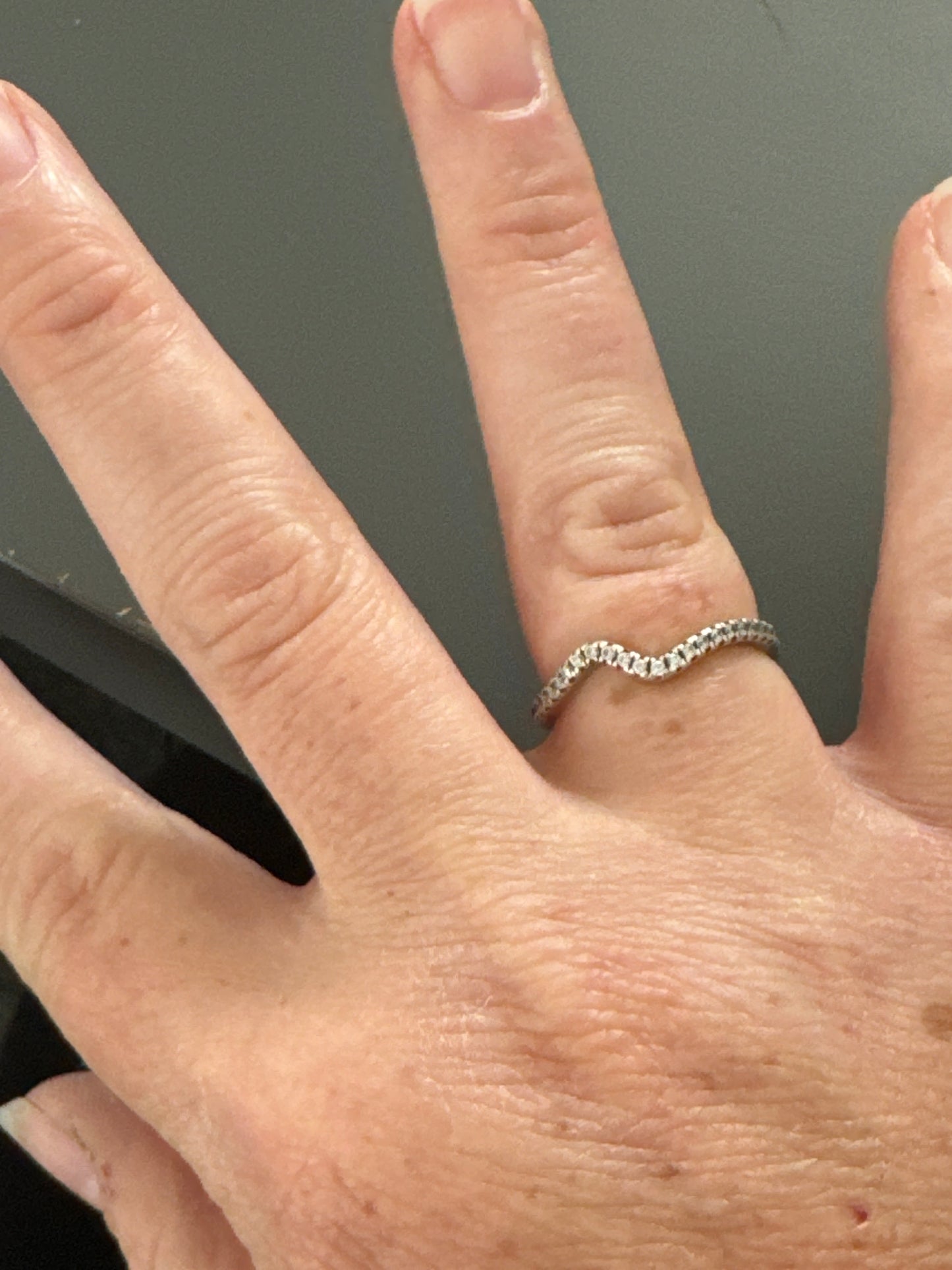 Genuine Pandora CZ Wave Ring Size 56 Silver / Rose Gold