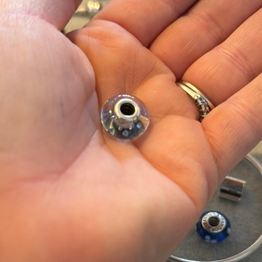 Genuine Pandora Baby Blue Fizzle Blue CZ Murano Charm
