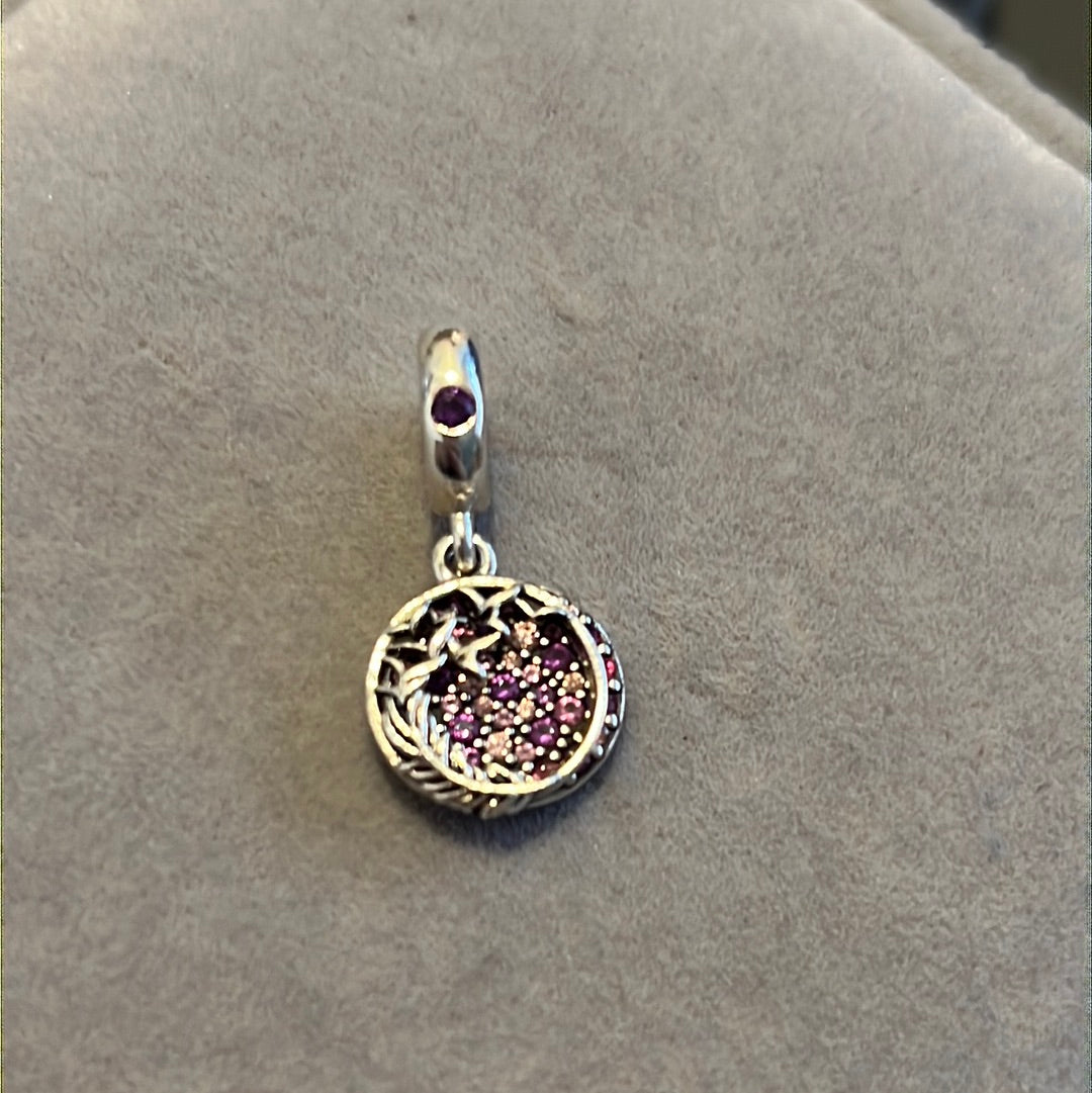 Genuine Pandora Pave Wing Feather Dangle Charm RARE READ