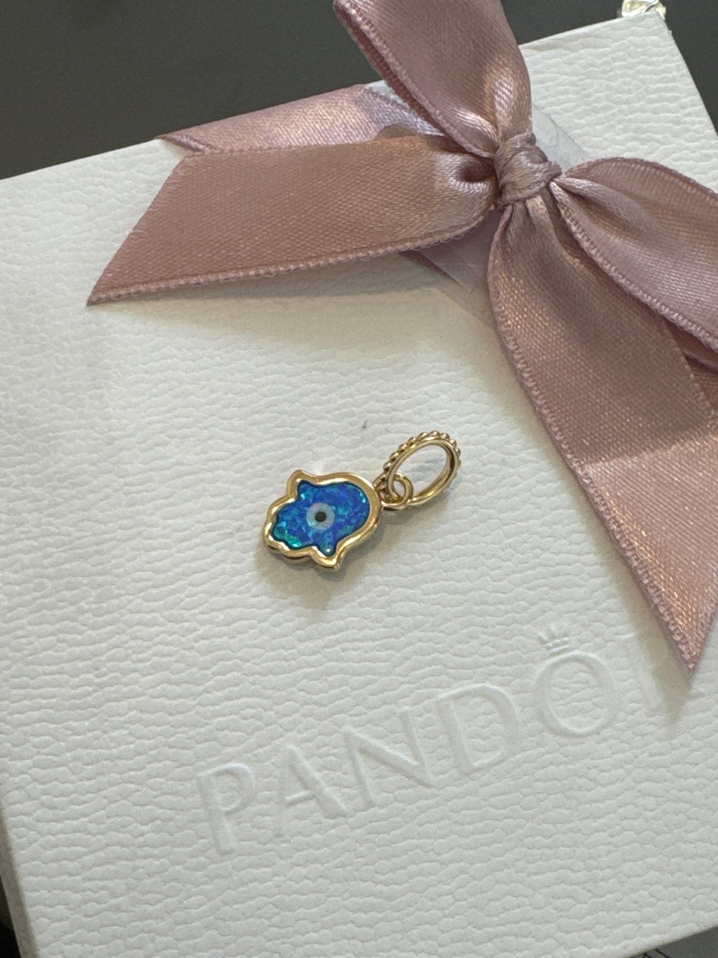 Genuine Pandora Shine Gold Opal Hamsa Hand Protection Charm