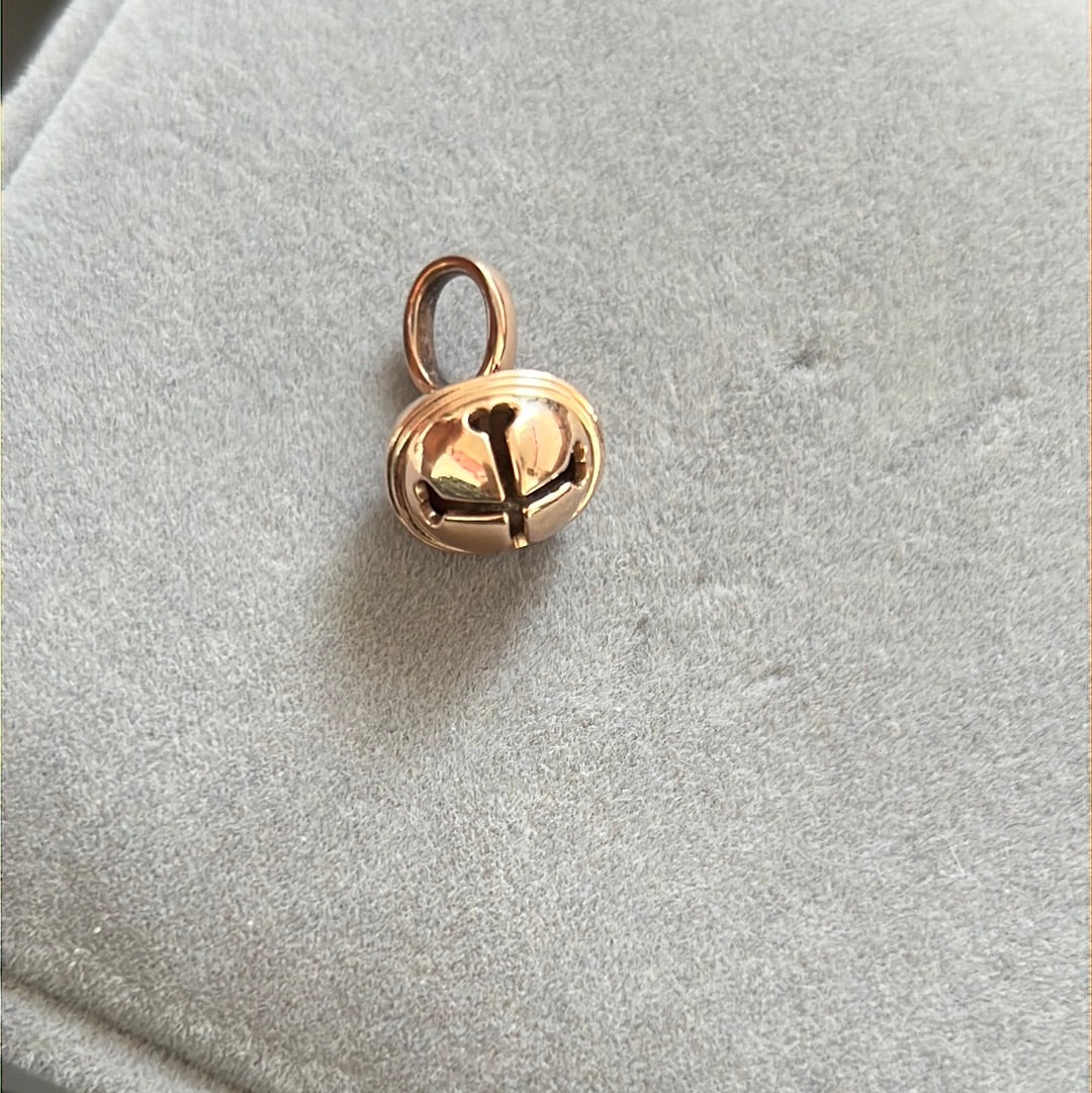 Genuine Pandora Rose Gold Heart Shaped Bell Dangle Charm