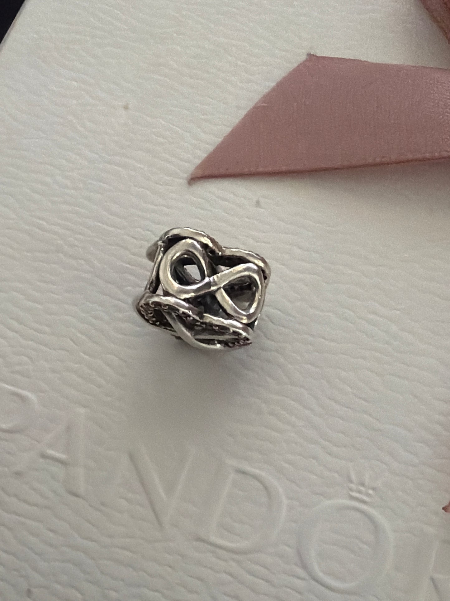 Genuine Pandora Pink Pave Heart Infinity Open Charm