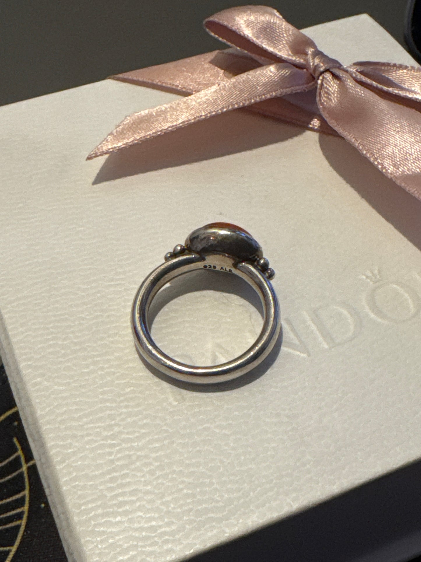 Genuine Pandora Orange Carnelian Rare HTF Ring 54