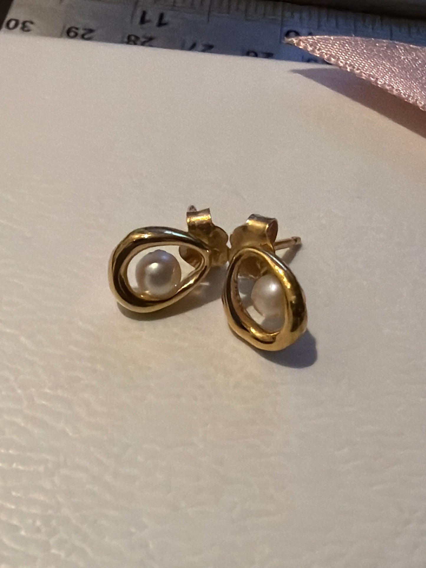 Genuine Pandora Shine Gold Freshwater Pearl Earrings