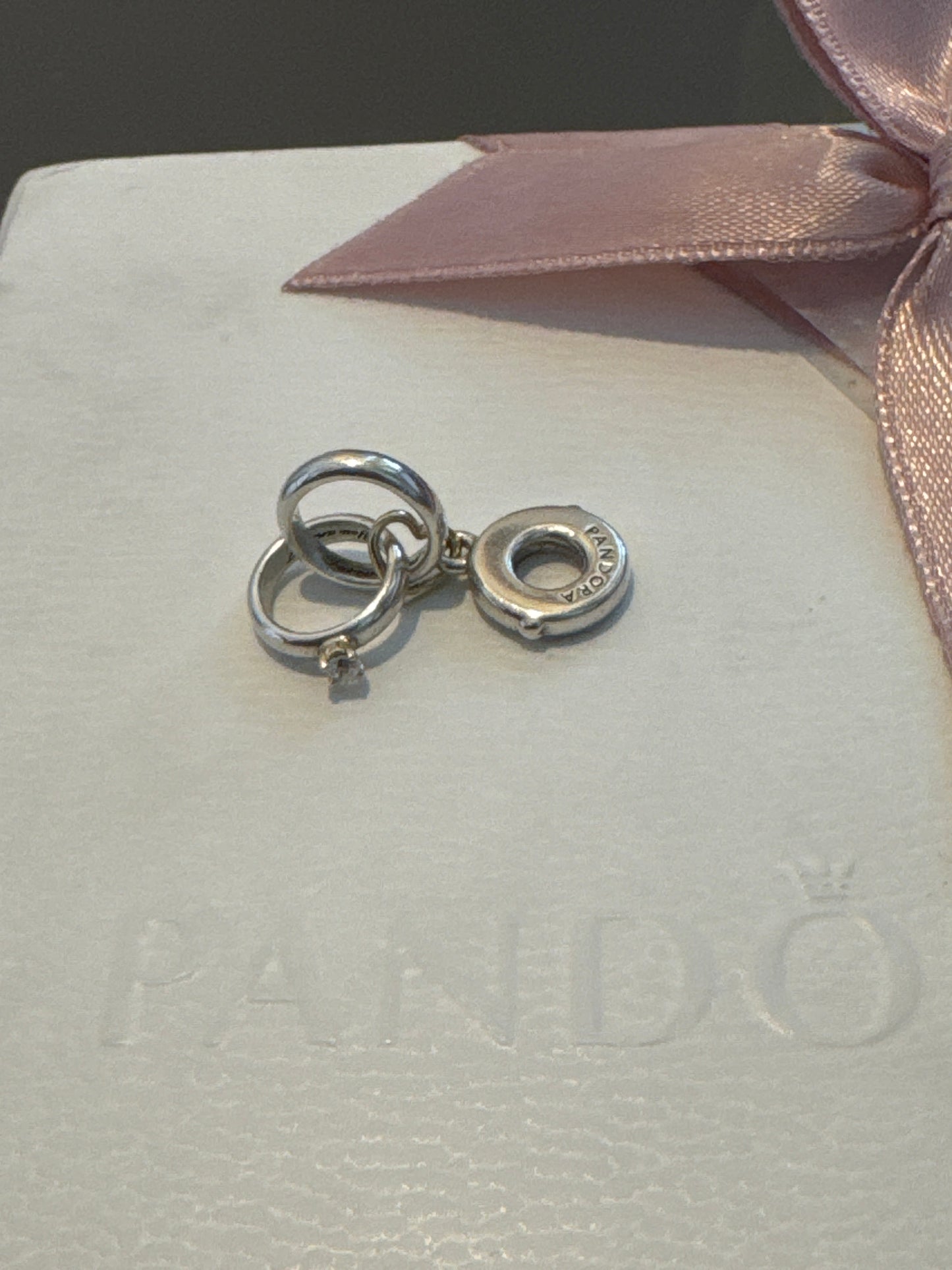 Genuine Pandora Two Tone Gold Wedding Rings Dangle Charm