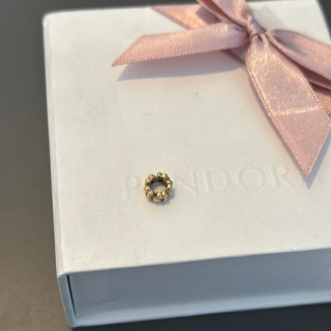 Genuine Pandora Solid Gold 14ct Daisy Diamond Spacer Charm