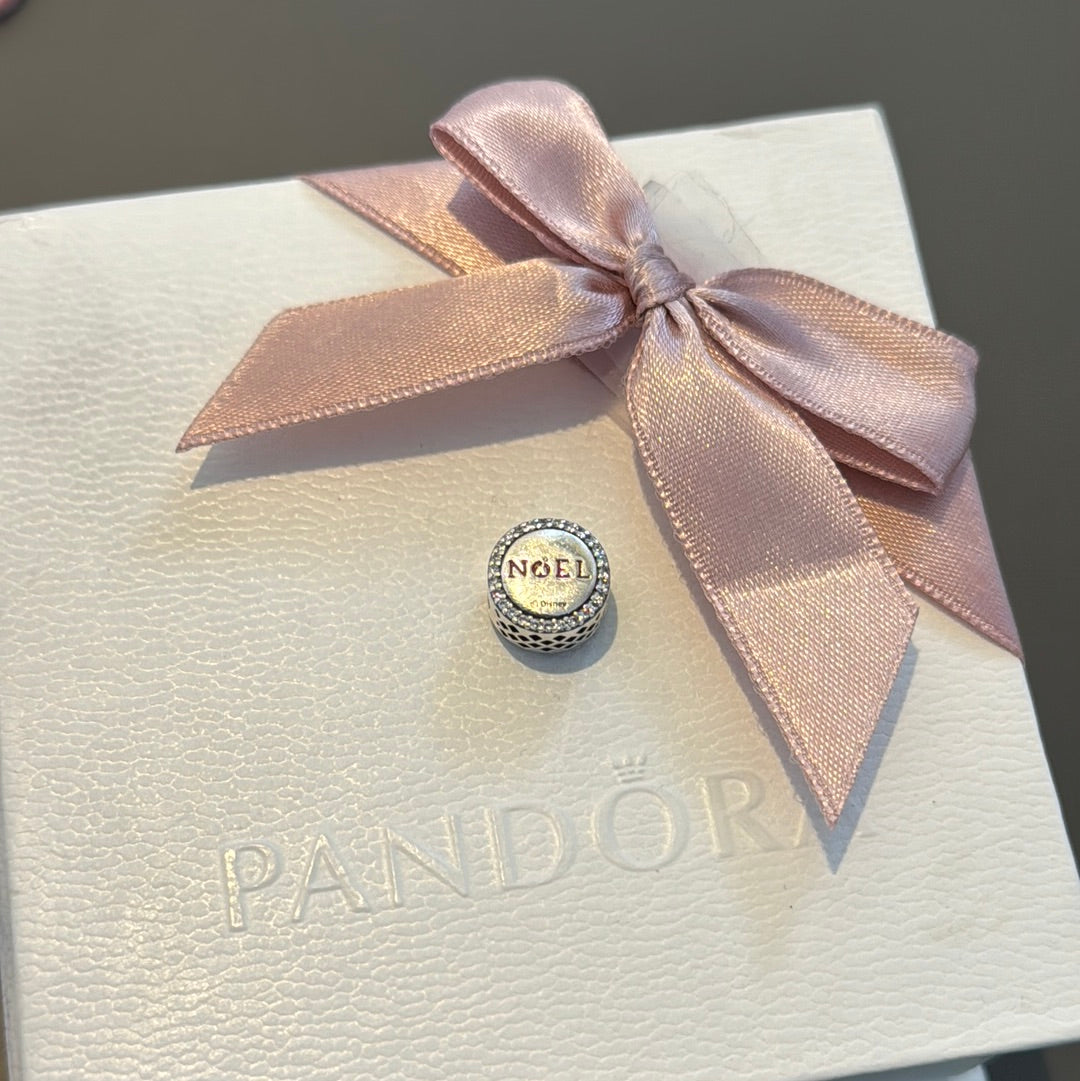 Genuine Pandora Disney Parks Christmas Mickey Mouse Enamel NOEL Pave Charm