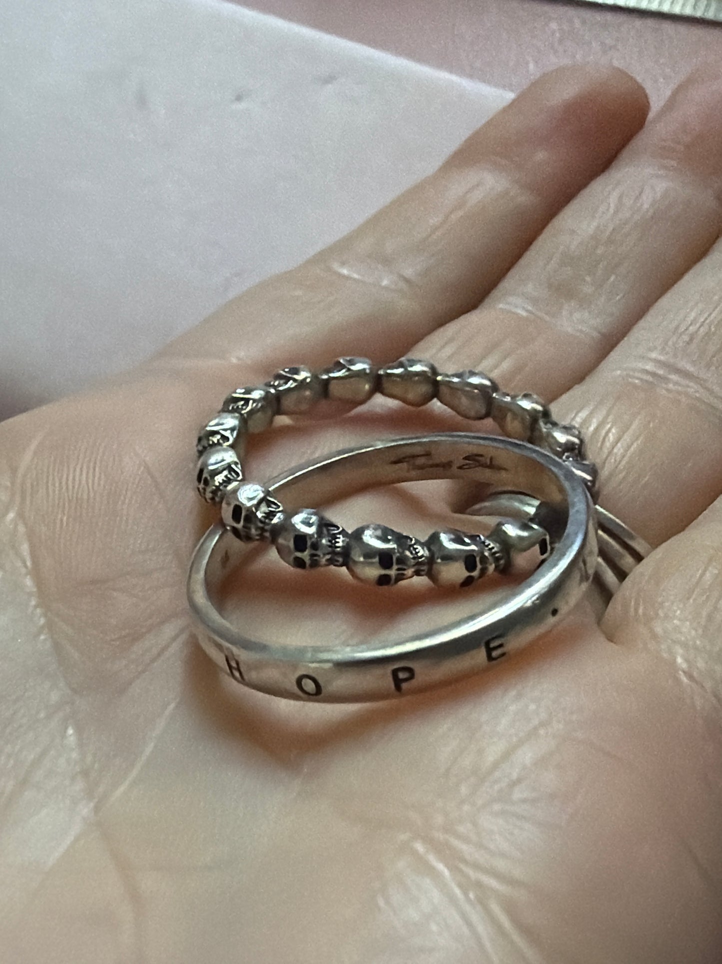 Genuine Thomas Sabo Skull Russian Ring Love Hope & Faith Mens? Size 64
