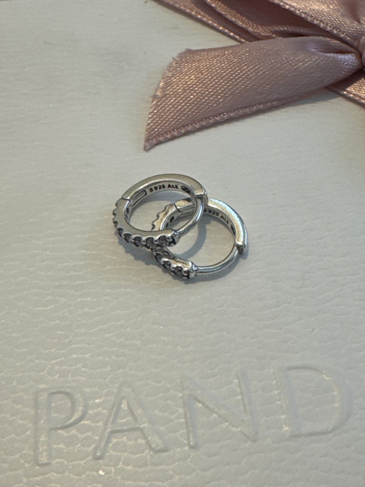 Genuine Pandora Sparkling Huggie Hoop Earrings Tiny