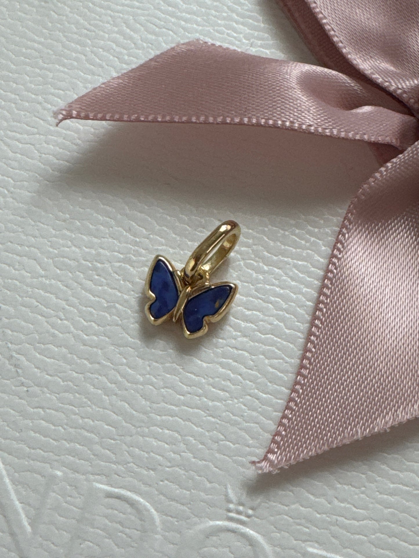 Genuine Pandora Shine Gold Blue Enamel Mini Butterfly Charm