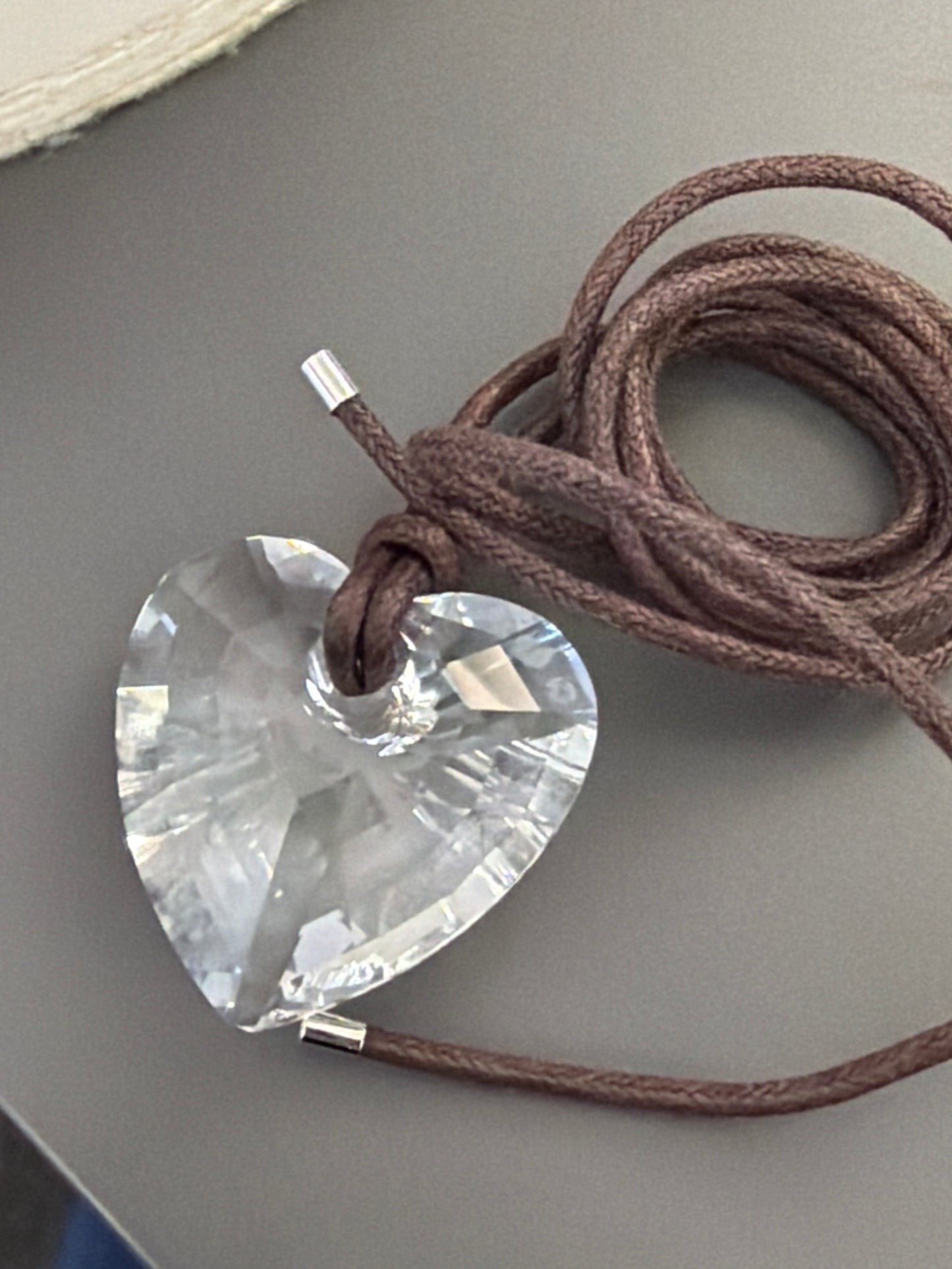Genuine Swarovski Wild Heart Clear Crystal Necklace Leather Long