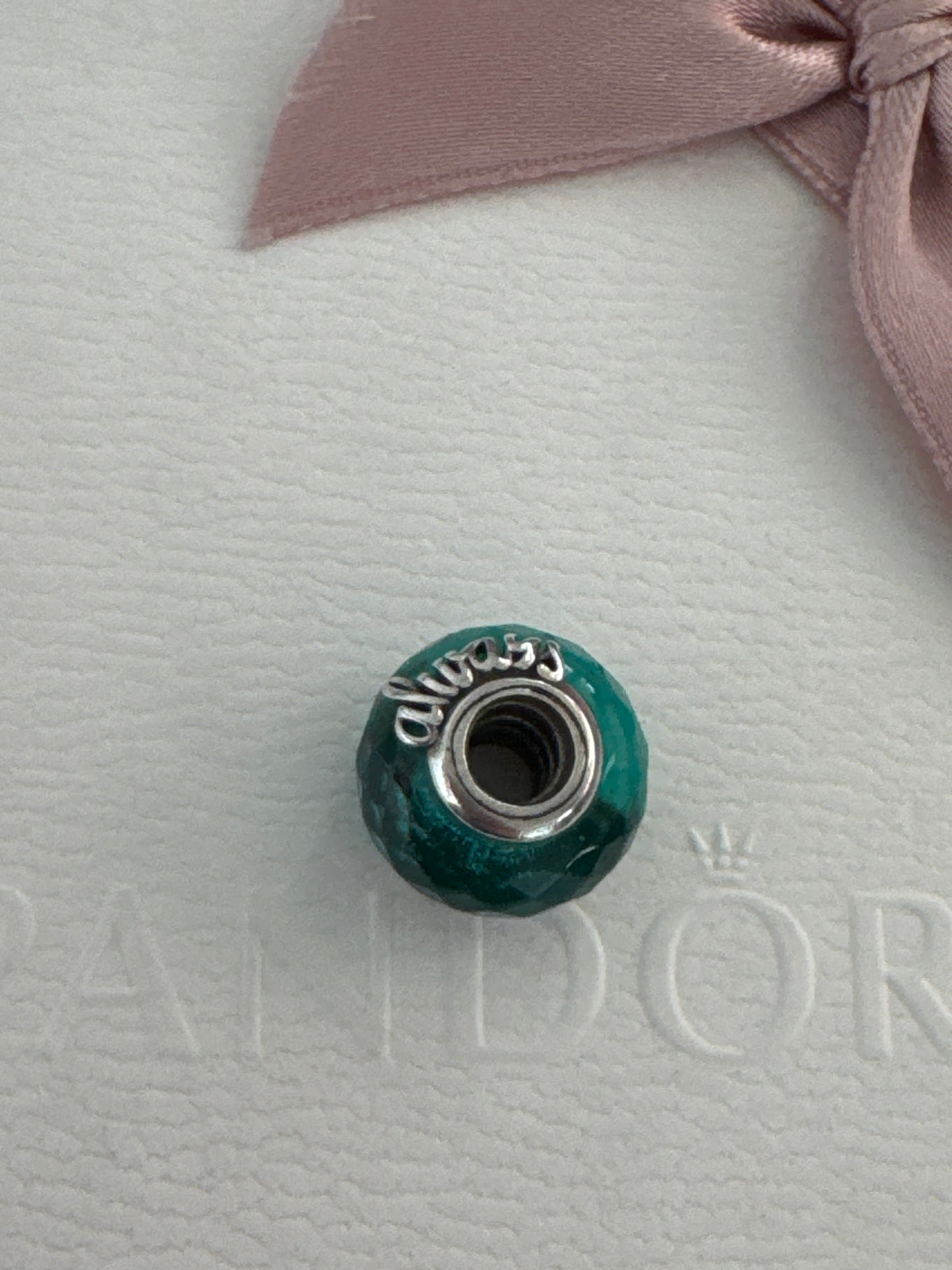 Genuine Pandora Friends Always Teal Small Faceted Murano
